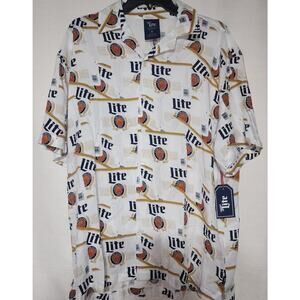 Miller lite short sleeve button up shirt size medium